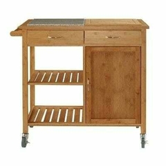 MESA AUXILIAR COCINA DOBLE DE BAMBU CON MARMOL Y MADERA en internet