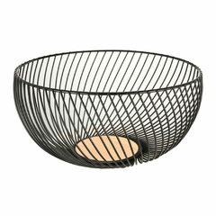 FRUTERA METAL NEGRO CON BASE MADERA CORK 4102