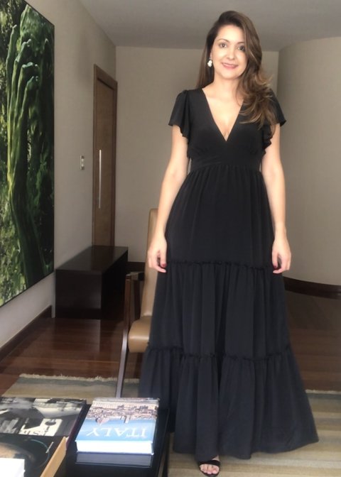 VESTIDO LONGO DECOTE V