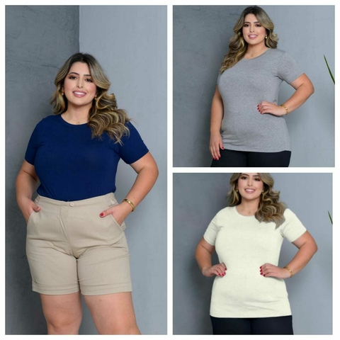 Kit de 3 Camisetas Lisas – Elegância e Conforto para o Dia a Dia - comprar online