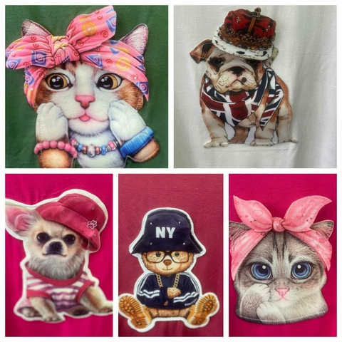 Kit 5 Camisetas Cute Pet com Aplique 3D – Conforto , Estilo e Fofura - comprar online