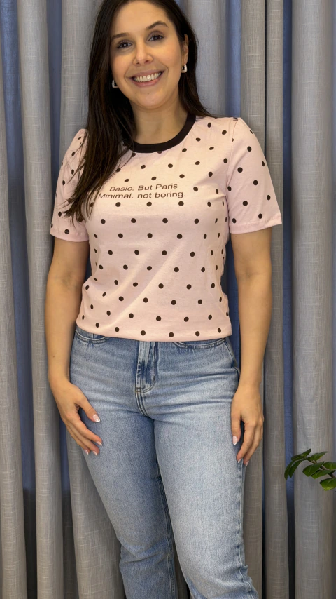 T-shirt Feminina com Estampa Poá 25001