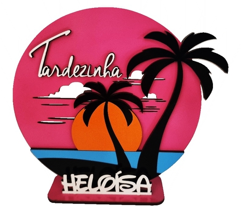 5 Centros de Mesa Tardezinha Praia Tropical MDF 15cm