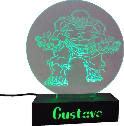 Luminaria de mesa Hulk em mdf, geek, nerd
