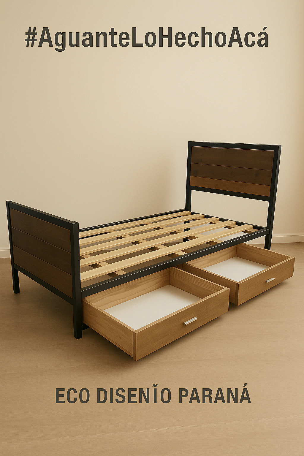 cama industrial 1 plaza con cajones