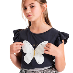 Remera Mariposa Gris Topo