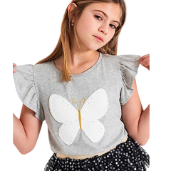 Remera Mariposa Gris Claro
