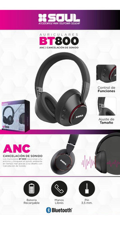 Auricular Vincha Bluetooth Soul BT800 Cancelación Sonidos - comprar online