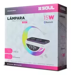 Lámpara Parlante Luz Led Fm Cargador Inalámbrico Reloj - comprar online