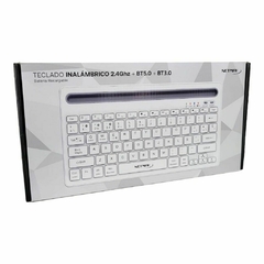 Teclado inalambrico 2.4Ghz +BT 5.0+BT 3.0 Recargable Netmak - comprar online