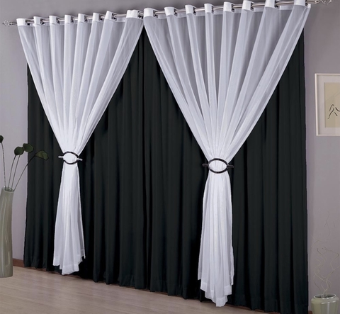 CORTINA OXFORD COM VOIL 2,90 X 2,45M PRETO