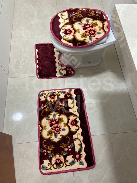 Jogo de banheiro floral vinho