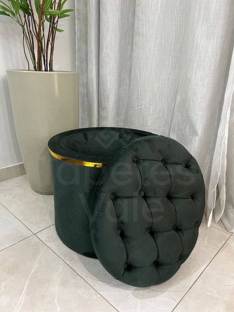 Puff Baú Capitonê Redondo