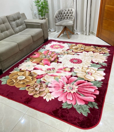 TAPETE AVELUDADO FLORAL 1,90 x 2,40