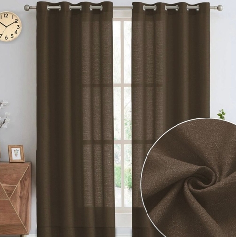 Cortina Tecido Linho 2,90x2,45m Marrom