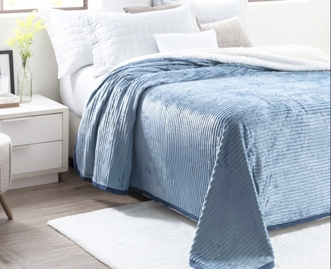 Manta Canelada Casal azul claro