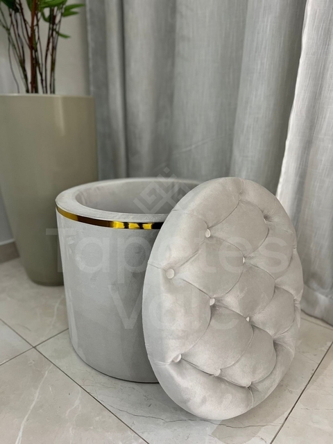 Puff Baú Capitonê Redondo