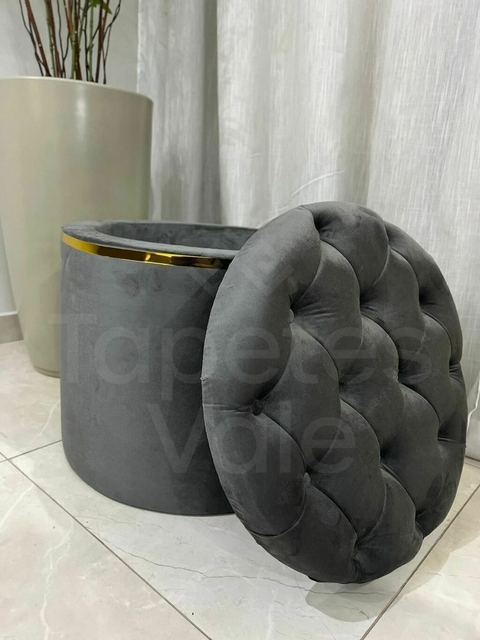 Puff Baú Capitonê Redondo