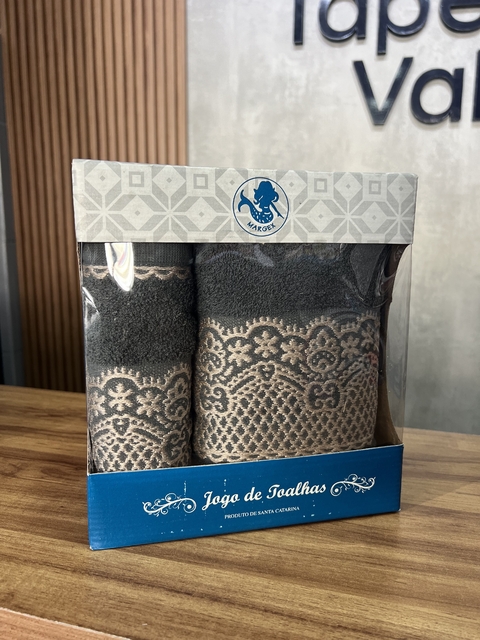 Kit de Toalha Splendore 2pçs cinza chumbo