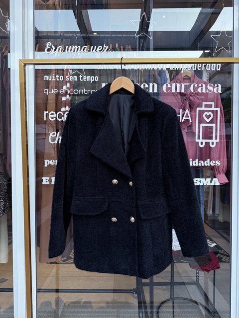 Blazer Alongado Lã Com Botões Dourados - comprar online
