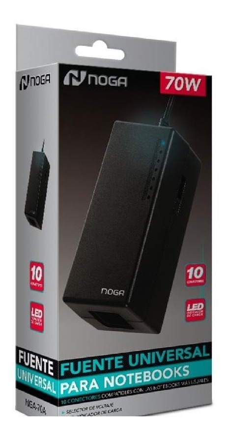 Cargador Universal Para Notebook Fuente 70w Noga Nga-70a