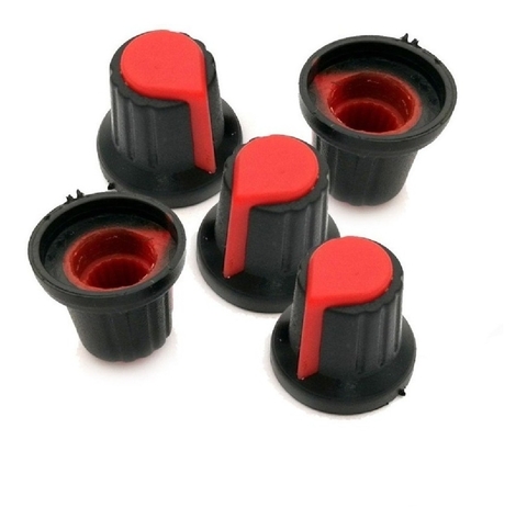 Perilla Potenciometro Plastico Goma 6mm Color Rojo