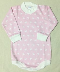 Body manga lagra algodón rosa conejos blancos