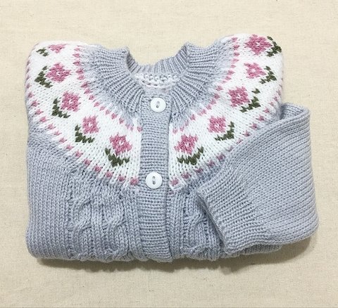 Saco con guarda gris con flores rosa - comprar online