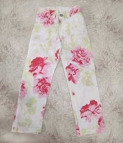 Pantalón flores grandes blanco