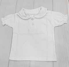 Remera blanca con cuello voladito - comprar online