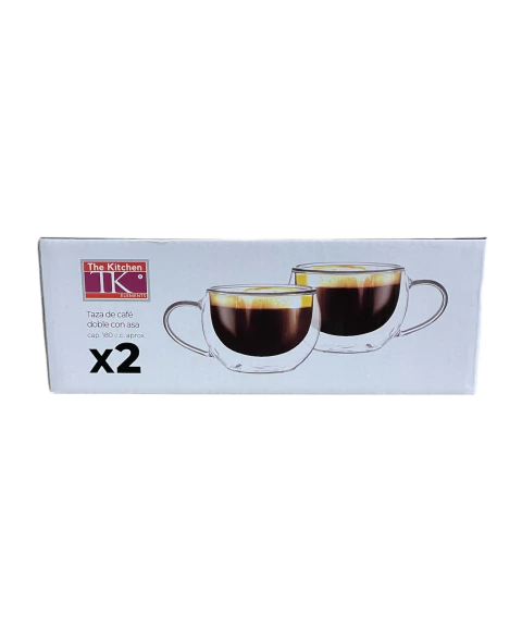 Taza De Café Doble Pared x2
