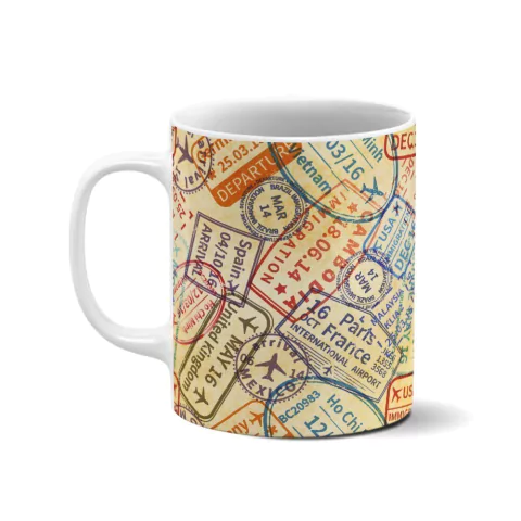 Caneca personalizada - Carimbos de viagem