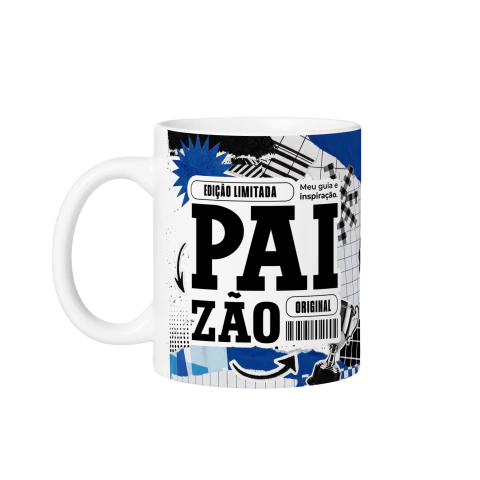 Caneca de Cerâmica Branca 325ml "Paizão Edição Limitada Meu Guia e Inspiração"