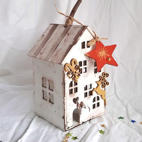 Casita "NAVIDAD EN EL BOSQUE" con velita led