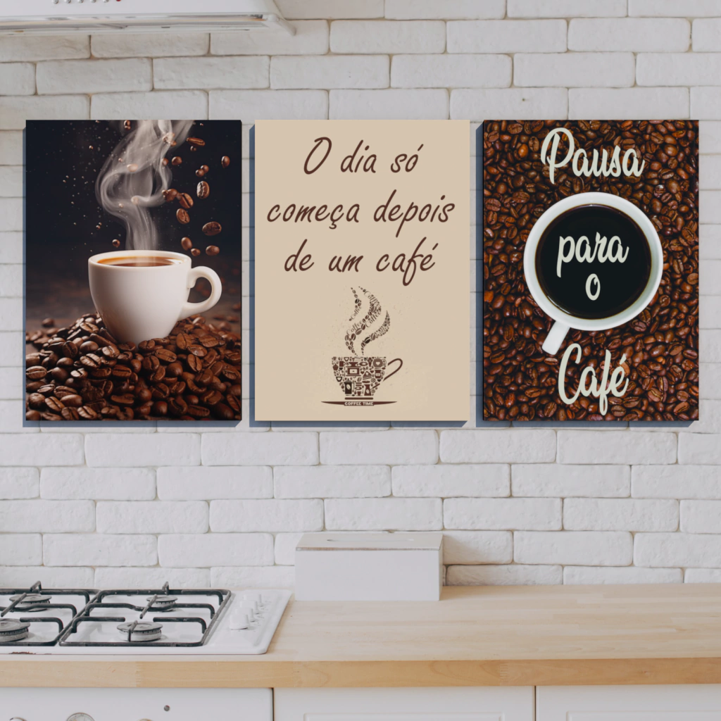 CONJUNTO 4 QUADROS 30X42CM PAUSA PARA O CAFÉ