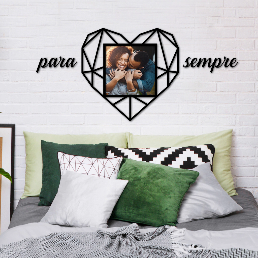 ESCULTURA DE PAREDE CORAÇÃO + FOTO PERSONALIZADA + PARA SEMPRE