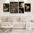 CONJUNTO 5 QUADROS - FOLHAS DOURADAS