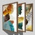 CONJUNTO 3 QUADROS - FOLHAS COLORIDAS COM DETALHES DOURADO - loja online