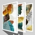 CONJUNTO 3 QUADROS - FOLHAS COLORIDAS COM DETALHES DOURADO - Mosarte Quadros