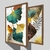 CONJUNTO 2 QUADROS - FOLHAS COLORIDAS COM DETALHE DOURADO - loja online