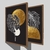 CONJUNTO 2 QUADROS - FOLHAS COM FUNDO PRETO E DETALHE DOURADO - loja online