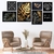 CONJUNTO 7 QUADROS - FOLHAS DOURADAS