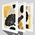 CONJUNTO 3 QUADROS - FOLHAS PRETAS COM DETALHE DOURADO - Mosarte Quadros
