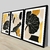 CONJUNTO 3 QUADROS - FOLHAS PRETAS COM DETALHE DOURADO - comprar online
