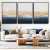 CONJUNTO 3 QUADROS - FUNDOS AZUL PASTEL E LINHAS DOURADAS ABSTRATAS