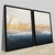 CONJUNTO 2 QUADROS - FUNDOS AZUL PASTEL E LINHAS DOURADAS ABSTRATAS - comprar online