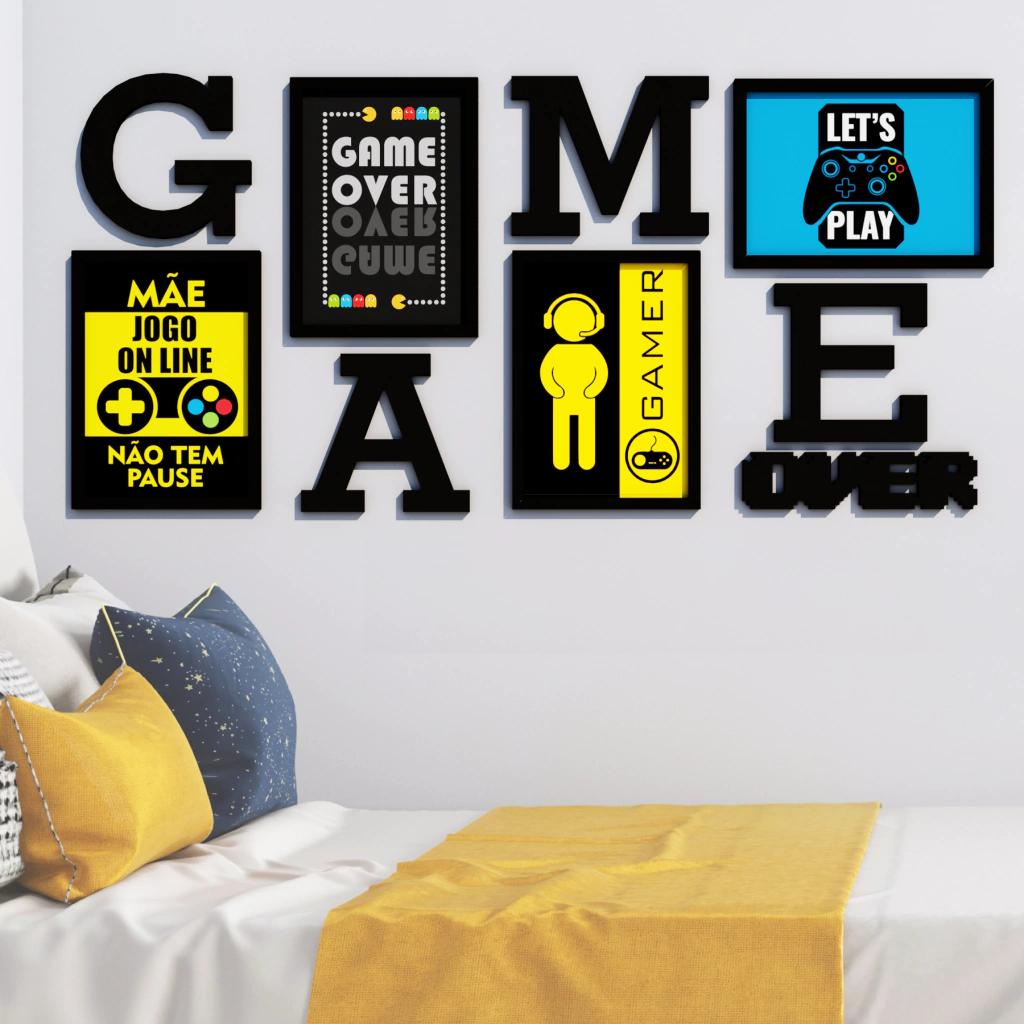 CONJUNTO QUADROS E LETRAS - GAME OVER