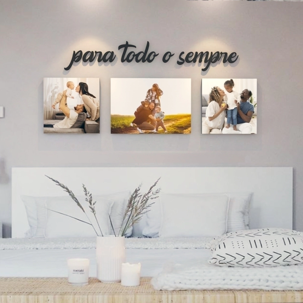 CONJUNTO 3 QUADROS PERSONALIZADO - PARA TODO O SEMPRE II