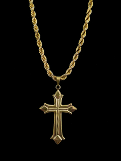 CORRENTE CORDÃO BAIANO 5MM COM PINGENTE CRUZ PONTILHADA - comprar online