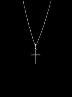 CORRENTE VENEZIANA 50CM C/ PINGENTE CRUZ LISA - PRATA 925